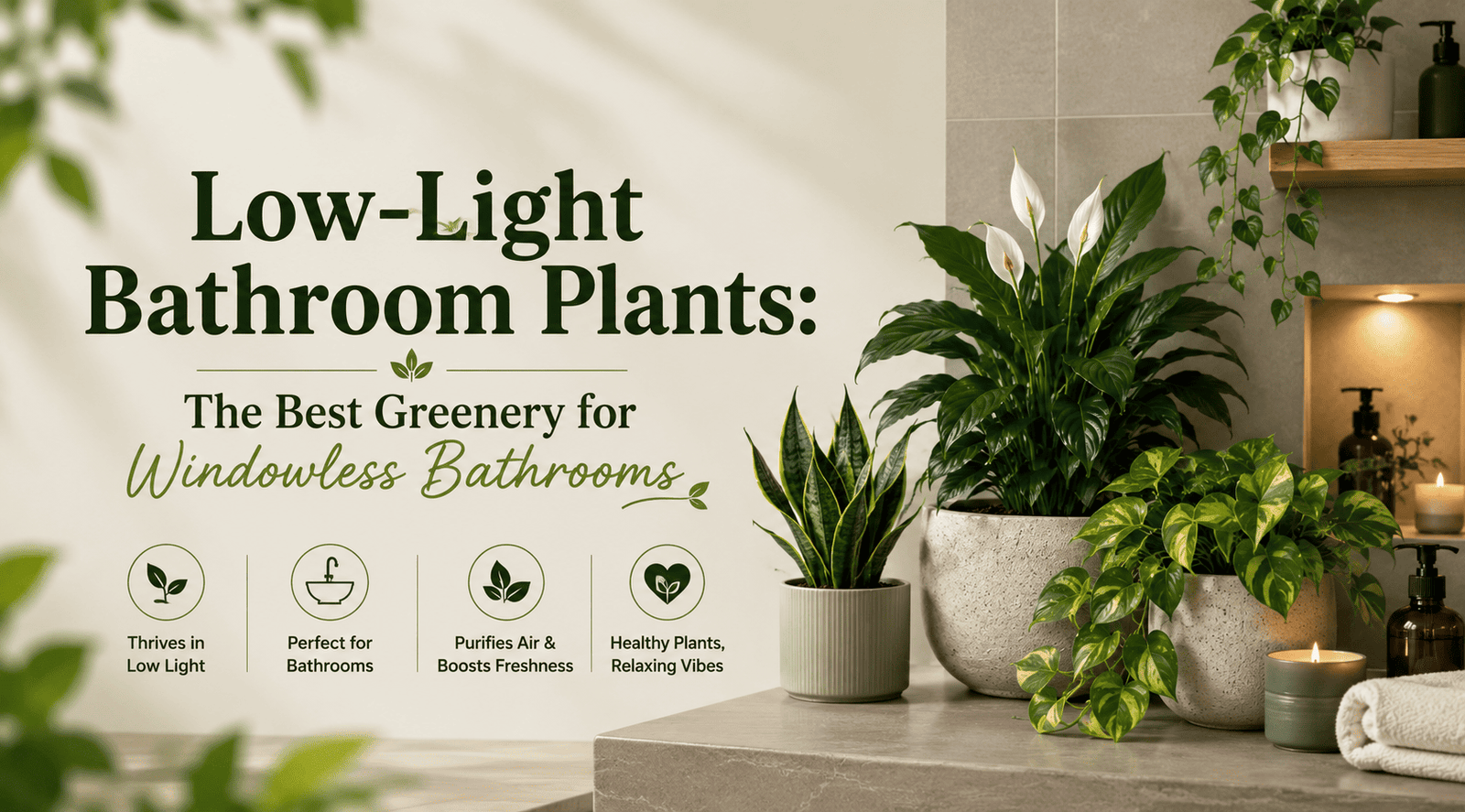 Low-Light Bathroom Plants: The Best Greenery for Windowless Bathrooms